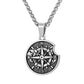 Antique Silver Apple Compass Pendant Necklace Wheat Chain N00550