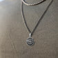 Antique Silver Apple Compass Pendant Necklace Wheat Chain N00550