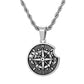 Antique Silver Apple Compass Pendant Necklace Twisted Rope Chain N00549