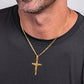 Gold Jesus Cross Necklace Figaro Chain N01790