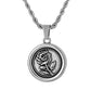 Antique Silver Rose Pendant Necklace Twisted Rope Chain N00747