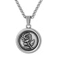 Antique Silver Rose Pendant Necklace Wheat Chain N00748