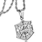 Silver Shield Compass Pendant Necklace Twisted Rope Chain N00394