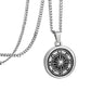 Antique Silver Compass Pendant Necklace Curb Chain N00678