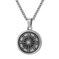 Antique Silver Compass Pendant Necklace Wheat Chain N00682