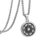 Antique Silver Compass Pendant Necklace Wheat Chain N00682