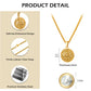 Gold Coin Compass Pendant Necklace Wheat Chain N00383