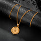 Gold Rose Pendant Necklace Curb Chain N01538