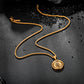 Gold Rose Pendant Necklace Wheat Chain N01561