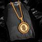 Gold Rose Pendant Necklace Wheat Chain N01561