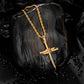 Gold Nail Cross Necklace Twisted Rope Chain N01615