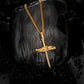 Gold Nail Cross Necklace Curb Chain N01610