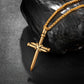 Antique Gold Nail Cross Necklace With Wheat Chain N01633