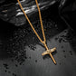 Antique Gold Nail Cross Necklace With Wheat Chain N01633