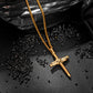 Antique Gold Nail Cross Necklace Curb Chain N01627