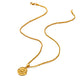 Gold Apple Compass Pendant Necklace Twisted Rope Chain N00390