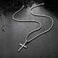 Silver Cross Necklace Twisted Rope Chain N00338