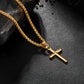 Gold Cross Necklace With Wheat Chain N00335