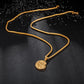 Gold Apple Compass Pendant Necklace Wheat Chain N00391