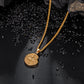 Gold Apple Compass Pendant Necklace Wheat Chain N00391