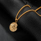 Gold Apple Compass Pendant Necklace Wheat Chain N00391