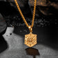 Gold Shield Compass Pendant Necklace Wheat Chain N00399