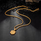 Gold Shield Compass Pendant Necklace Twisted Rope Chain N00398