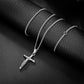 Silver Jesus Cross Necklace Curb Chain N00411