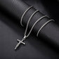 Silver Jesus Cross Necklace Wheat Chain N00418