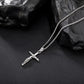 Silver Jesus Cross Necklace Curb Chain N00411