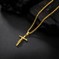 Gold Jesus Cross Necklace Twisted Rope Chain N00423