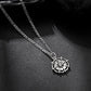 Antique Silver Compass Pendant Necklace Figaro Chain N01883