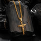 Gold Jesus Cross Necklace Figaro Chain N01790