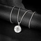 Silver Compass Pendant Necklace Wheat Chain N00649