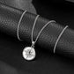 Silver Compass Pendant Necklace Curb Chain N01342