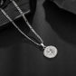 Silver Compass Pendant Necklace Figaro Chain N01344