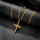 Antique Gold Nail Cross Necklace With Figaro Chain N01634