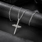 Antique Silver Nail Cross Necklace Figaro Chain N01606