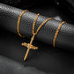 Gold Nail Cross Necklace Figaro Chain N01617