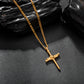 Gold Nail Cross Necklace Figaro Chain N01617