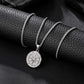 Silver  Compass Pendant Necklace Wheat Chain N02134