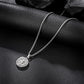 Silver  Compass Pendant Necklace Wheat Chain N02134