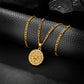 Gold Compass Necklace Figaro Chain N02169