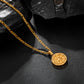 Gold Compass Necklace Figaro Chain N02169