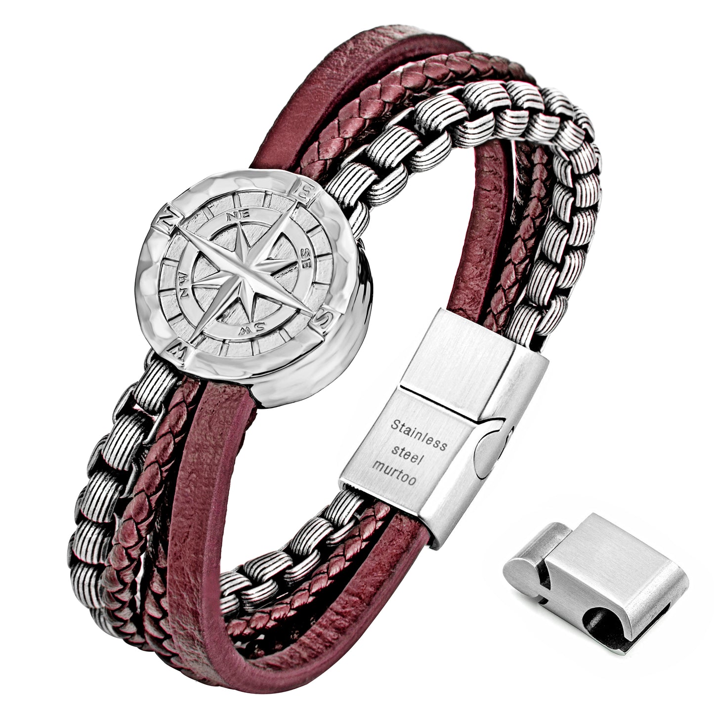 Compass leather bracelet for men B00730