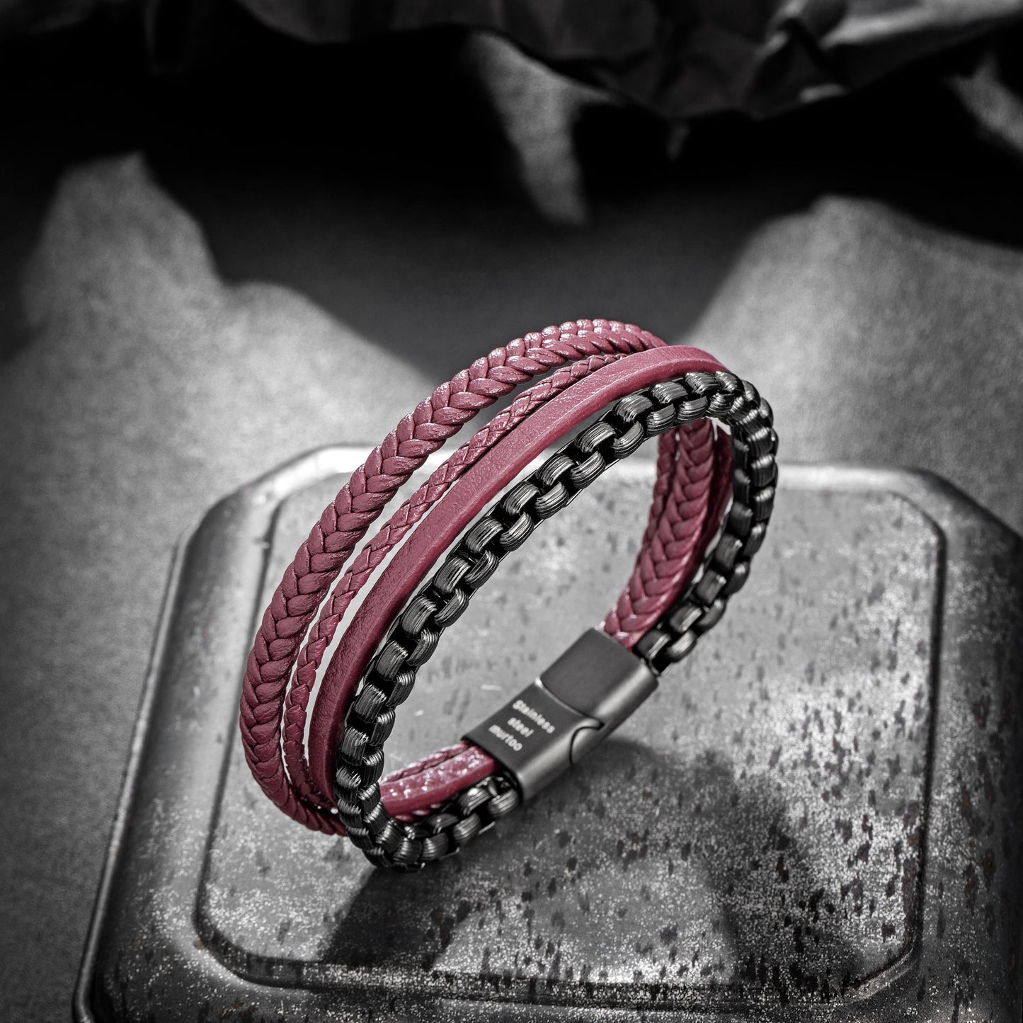 Leather and Steel Bracelet B00762