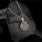 Antique Silver Apple Compass Pendant Necklace Curb Chain N00546