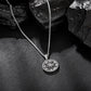 Antique Silver Compass Pendant Necklace Curb Chain N00590