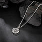 Antique Silver Compass Pendant Necklace Twisted Rope Chain N00681