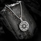 Antique Silver Compass Pendant Necklace Wheat Chain N00682